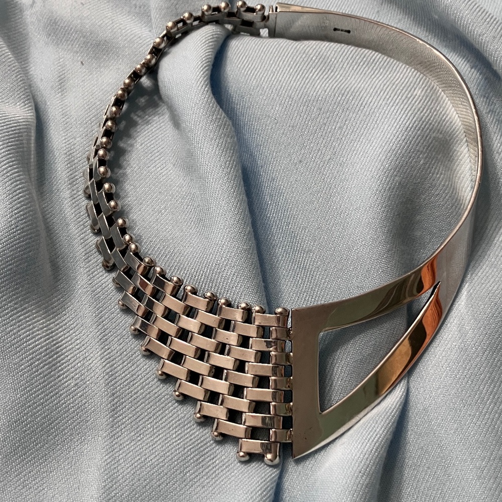Solid Sterling Silver Collar Necklace